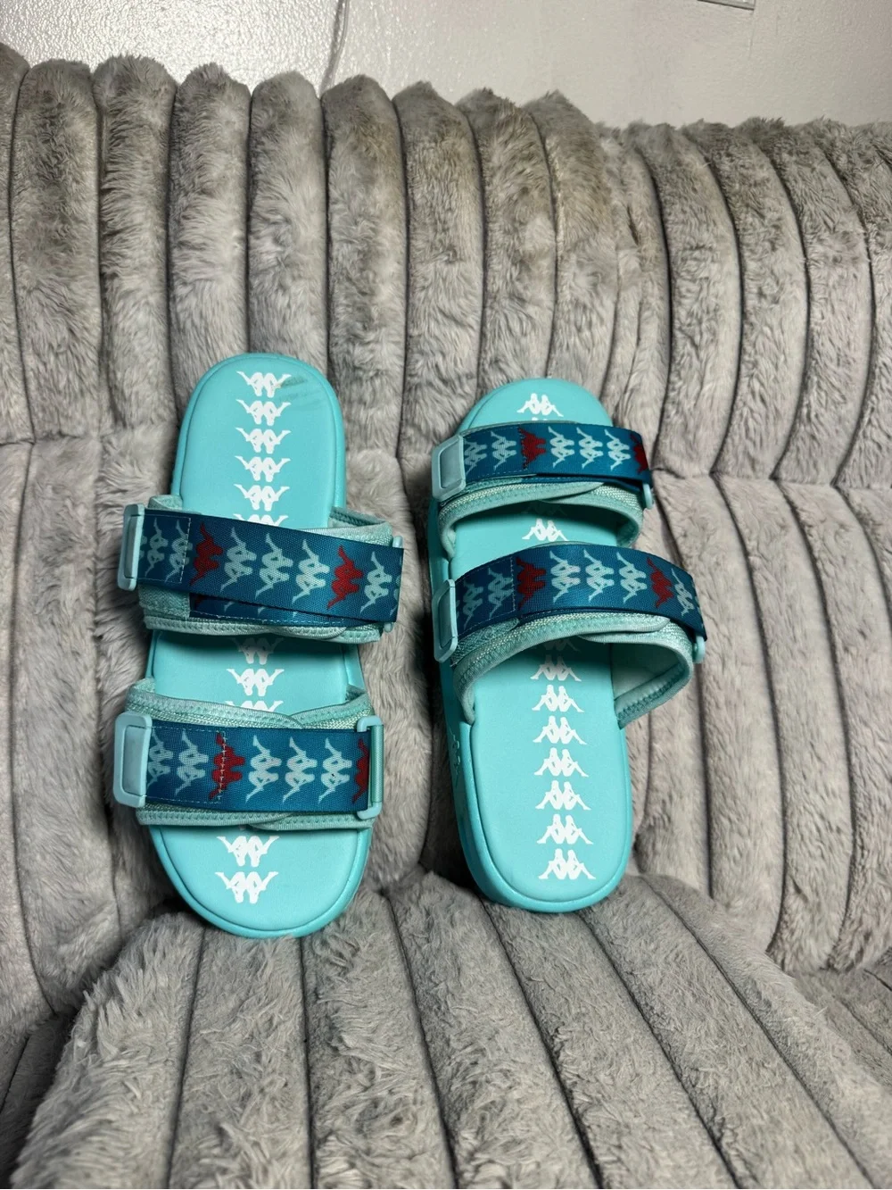 Kappa Aqua Teal Logo-Embossed Slide